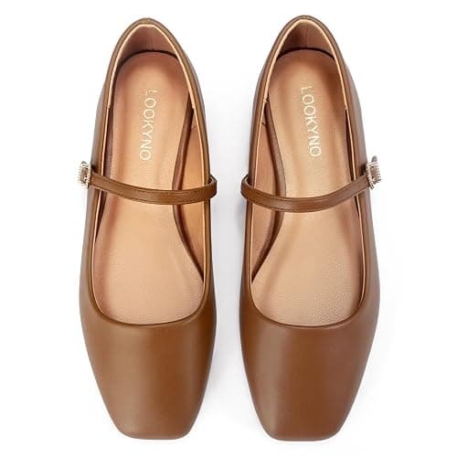 Womens Mary Jane Flats Closed Toe Buckle Strap Square Toe Ballet Flats | Closed Toe, Adjustable Strap, Buckle Closure, Comfortable, Soft PU Leather thumbnail 7