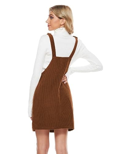 Tanming Women's Corduroy A Line Cute Jumper Pinafore Bib Overall Mini Dress Skirt thumbnail 3