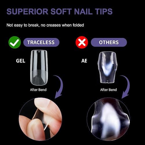 Half Matte Medium Square Fake Nail Tips, Soft Gel Pre-Shaped Nail Tips, Full Cover False Nails with Clear Box for Nail Salons and DIY Nail Art, 600PCS/12 Sizes thumbnail 4