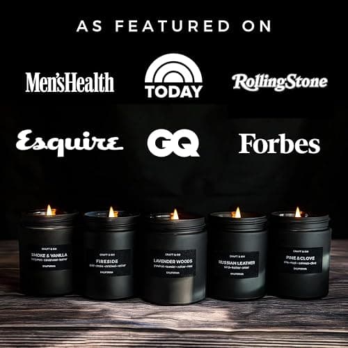 Craft & Kin Scented Black Candles for Men | Premium Smoke & Vanilla Scented Candles | Long Lasting Candle with 45 Hour Burn Time, 7.6oz thumbnail 7