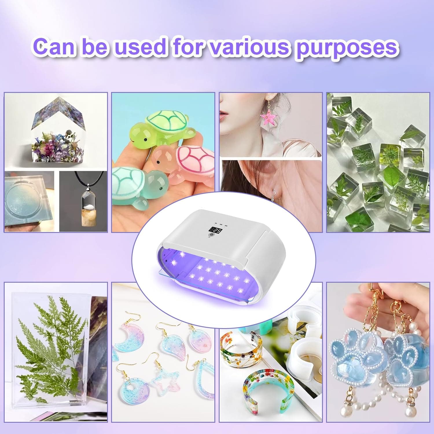 Mfancy UV Light for Resin,Two-Sided Fast Curing UV Resin Light,Foldable Portable UV Light Nail Lamp,Resin UV Curing Lamp[4 Timers],Resin Molds,Jewelry Making,DIY Craft,Nail Curing thumbnail 4