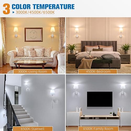 NIORSUN Battery Operated Wall Sconce Set of 2,Brushed Nickel Rechargeable Wall Lights with 5200mAh Dimmable Detachable Bulbs and Remote, 10 Colors Wireless Sconces for Bedroom Living Room Hallway thumbnail 4