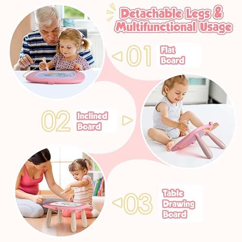 Smasiagon Toddler Toys Age 1-2, Magnetic Drawing Board, Early Learning Doodle Board Writing Painting Sketch Pad, Birthday Christmas Day Gifts for 1 2 3 Year Old (Pink) thumbnail 5