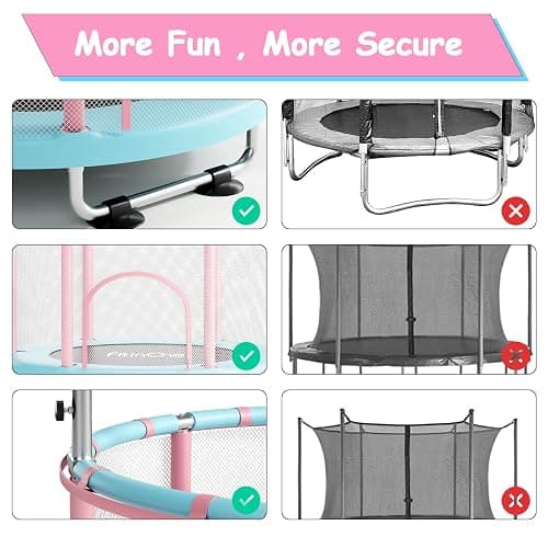 55" Toddler Mini Trampoline for Kids, Indoor Outdoor Toys with Swing, 440lbs Baby Kids Trampoline, Gymnastics Bar, Birthday Gifts for Boy Girl Age 1-8 thumbnail 6