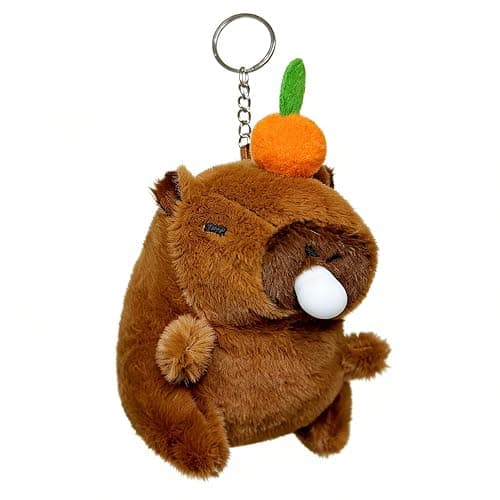 YUNBIAOSEN Plush Capybara Keychain, Squishy Animal Keychain That Poops Bubble, Cute Capybara Plush for Backpack, Bag, Car, Friends, Family (Brown) - Image 1
