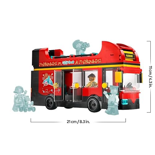 LEGO City Doppeldeckerbus, Doppeldecker Spielzeug-Bus, Fahrzeug-Spielset für Mädchen und Jungen ab 7 Jahren, enthält 5 Figuren, darunter auch EIN Baby im Kinderwagen 60407 thumbnail 3