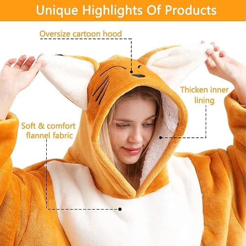 seewavom Sherpa Oversized Fleece Wearable Blanket with Sleeves and Pockets for Adults thumbnail 5