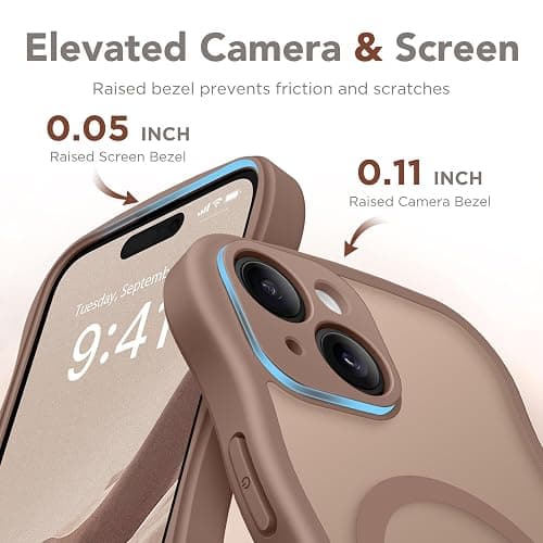 CAPRARO Cute for iPhone 15 Plus Case, Compatible with MagSafe, [Curly Wave Edge] [Full Camera Protection] [14 FT Drop Protection] Magnetic Phone Case for 15 Plus 6.7 Inch, Brown thumbnail 6