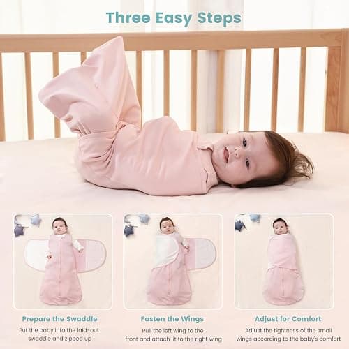 LILBESTIE Baby Swaddle Sleep Sack, 1.0 Tog New-Parent-Friendly Swaddle for Newborns & infant 0-3 Months Baby Wearable Blanket Reduce Startle Reflex, Newborn Boys Girls Registry Essentials thumbnail 4