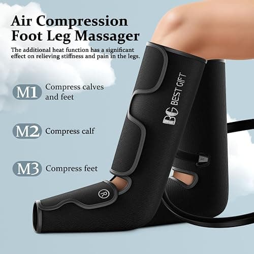 Gifts for Dad Mom Men Women Christmas Mothers Day, Fathers Day, Air Compression Massager with Heat for Foot, Leg, Calf, Thigh, Knee, Helpful for Vericose Veins, Muscle Fatigue, Cramps, Swelling, Edema thumbnail 4