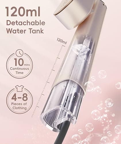 Ilake Travel Steamer for Clothes, 100-240V Dual Voltage Portable Garment Steamer, 1000W Travel Size Handheld Steamer & Iron 2 in 1 for Global & Europe Travel, Business, Home, Rose Gold thumbnail 7