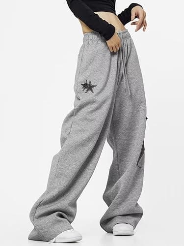 OCUH Star Pants Y2k Sweatpants Drawstring Elastic Waist Baggy Loose Straight Leg Trousers Casual Streetwear thumbnail 3