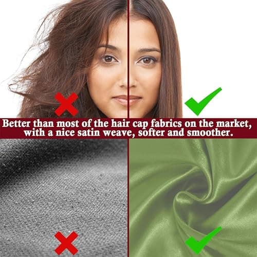 4Pcs Satin Bonnet Silk Bonnet, Hair Bonnet for Sleeping, Elastic Wide Band Silk Sleep Cap, Shower Cap Soft and Breathable (Green Series) thumbnail 4