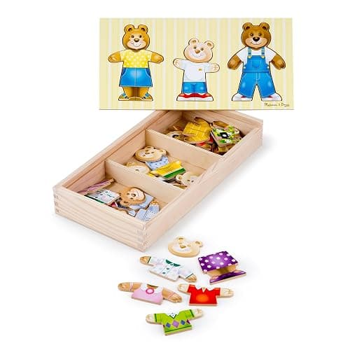 Melissa & Doug Wooden Bear Family Dress-Up Puzzle, 45 Pieces Mix and Match Outfits, Sorting & Matching Toy with Storage Case, Educational Puzzle for Toddlers Ages 3+ thumbnail 9