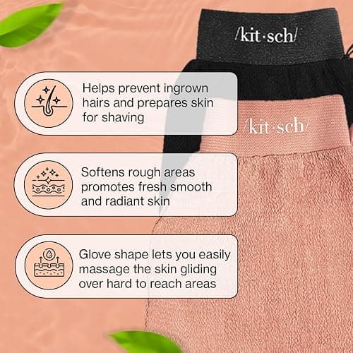 Kitsch Exfoliating Glove – Exfoliating Mitt - 2pc Black & Terracotta | Korean Exfoliating Mit & Deep Exfoliating Body Scrubber for Shower, Bath | Body Exfoliator Glove, Dead Skin Remover thumbnail 2