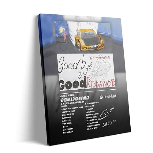 Juice WRLD Canvas Wall Art Goodbye & Good Riddance 5-Year Anniversary Special Edition Rap Album Cover Poster, Exclusive Music Prints for Bedroom Game Room Living Room Bar Studio, Framed 11x14inch - Image 1