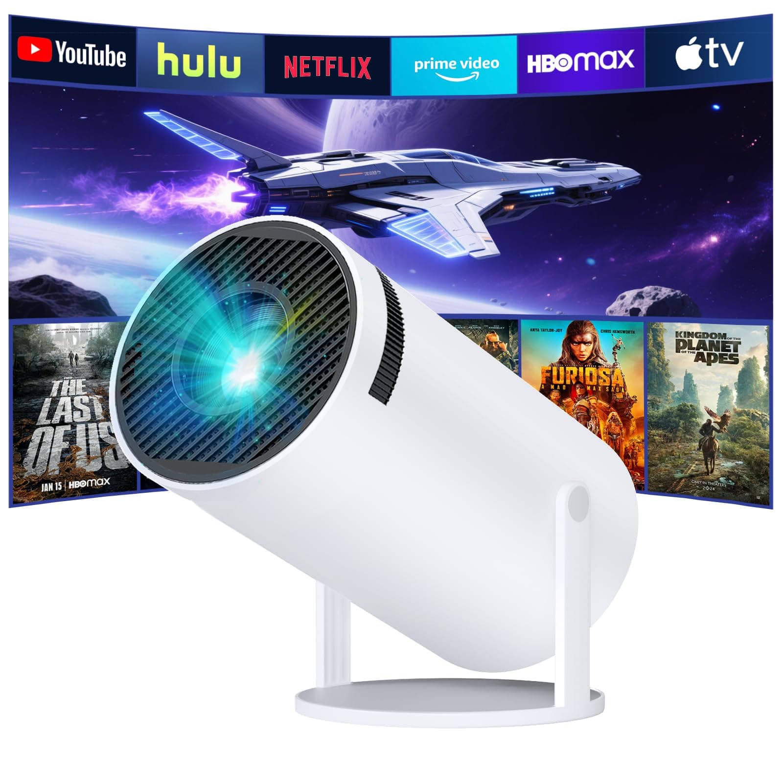 Anytrox Mini Projector [Built-in App & 2026 Upgraded &1080P] Support Auto Keystone, Portable Projector with WiFi and Bluetooth, 180 Adjustable Fit for Home Theater/Outdoor/TV StickPhone - Image 1
