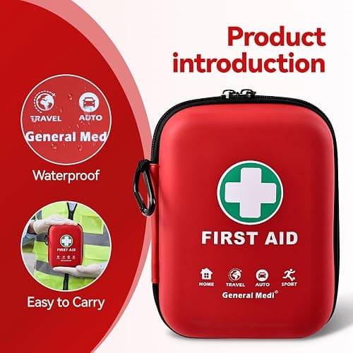 First Aid Kit - 170 Pieces Hard Case and Lightweight - Includes Instant Cold Pack,Emergency Blanket for Travel, Home, Office, Vehicle thumbnail 5