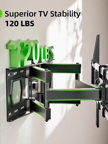USX MOUNT Full Motion TV Mount for 42-80 Inch Flat Screen TVs up to 120 lbs, Swivel TV Wall Mount Bracket Dual Articulating Arms, Tool-Free Tilt Max Vesa 600x400mm, for 8-16 in Wood Studs thumbnail 2