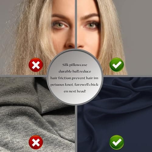Silk Pillowcase for Hair and Skin,Soft,Breathable and Sliky 100% Standard Size Pillow Cases Set of 2,Both Sides Natural Mulberry Silk Pillowcases with Hidden Zipper(Standard Size 20"X 26",2pcs) thumbnail 5
