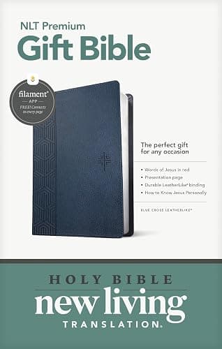 NLT Premium Gift Bible, Filament Enabled, Blue Cross: New Living Translation, Blue Cross, Leatherlike, Premium Gift, Filament Enabled, Red Letter With Ribbon Marker thumbnail 5