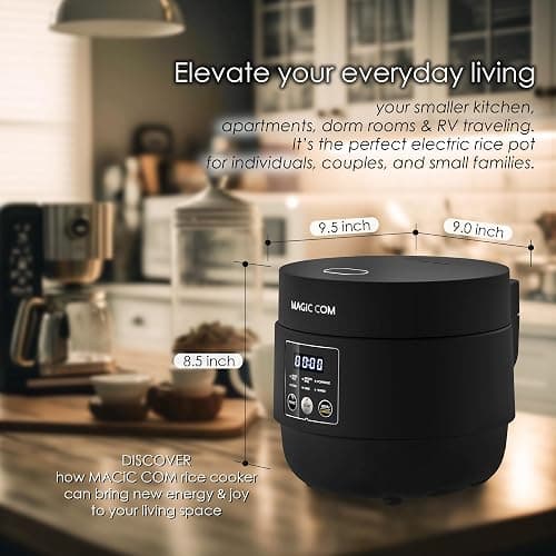 MAGiC COM Rice Cooker 4 Cup(Uncooked) 8 Cup(Cooked), Small Rice Cooker with Steamer, One Touch Healthy Cooking & Warmer, Slow Cooker with Nonstick Inner Pot, 24 Hour Delay Timer, Grain Cooker/Black thumbnail 5