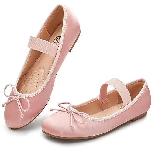 Trary Ballet Flats for Women Closed Round Toe Mary Jane Shoes Women Cute Bowknot Non-Slip Dressy Shoes Elastic Strap Comfortable Women's Flats for All-Year Daily Work Causal