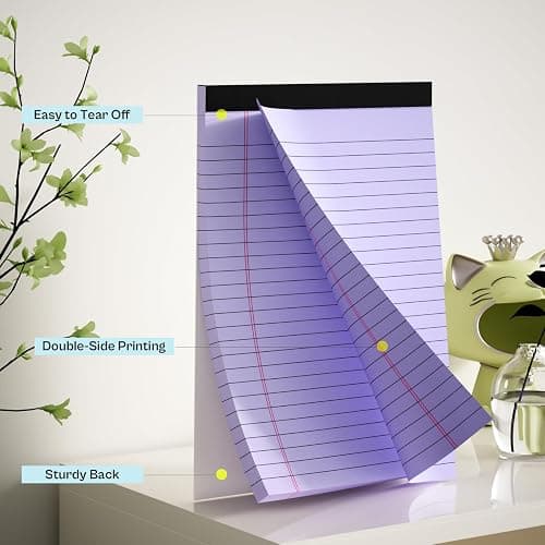 4 Pack Note Pads 5 x 8 Inch Purple Small Legal Pads 5 x 8 Colored Notepad 5 x 8 Perforated Writing Pads Lined Paper Pads College Ruled Pad Paper 30 Sheets Notebook for Study, To-Do Lists, Office thumbnail 4