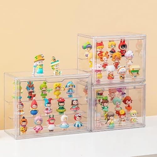 Acrylic Display Cases for Collectibles, 3 Tier Clear Shelf Boxes for Figures, Miniature Dustproof and Stackable Action Figure Display Case (1, Large) thumbnail 2