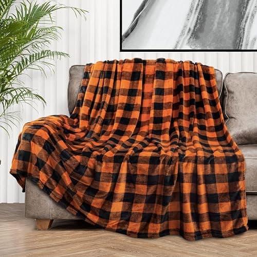 CEKUIA Sherpa Fleece Blanket Sofa Throw Flannel Plaid Throw for Couch Bedroom Chair Home Decor, Lightweight Fluffy Microfiber Check Pattern Travel Blanket 130x150 cm thumbnail 6