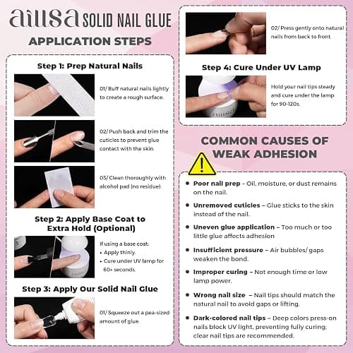 AILLSA Solid Gel Nail Glue for Nail Tips Strong Nail Glue for Press Ons | Professional Fake Acrylic Soft Nails Glue U V Lamp Curing Needed - Long Lasting 15g / 0.5fl.oz thumbnail 8