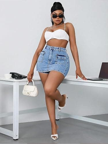 ALLABREVE Plus Size Denim Shorts Womens High Waisted Stretchy Jean Shorts Summer Casual Jorts thumbnail 2