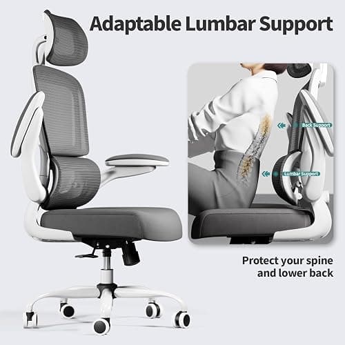 TRALT Office Chair Ergonomic Desk Chair, 330 LBS Home Mesh Office Desk Chairs with Wheels, Comfortable Gaming Chair, High Back Office Chair for Long Hours (White) thumbnail 5
