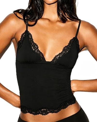 SUUKSESS Women Sexy Deep V Neck Sleeveless Fitted Basic Tops Y2K Tank Top Cami - Image 1