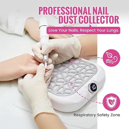 Smofrees Nail Dust Collector - Professional Powerful Dust Collector Nail Tech with LED Display, 10 Suction Modes, Acrylic Nail Tools with 30 Disposable Filter Papers, White thumbnail 2