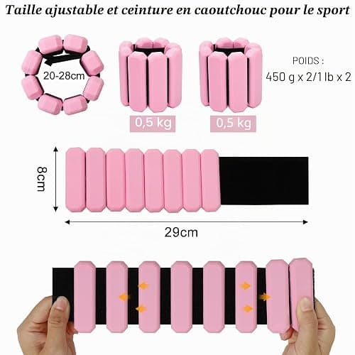 Omtofo Poids De Poignet Réglables Poids De Cheville Pour Poids Poignet En Ankle Weights Pour Exercice Yoga Danse Barre Pilates Cardio Aérobic Marche thumbnail 6