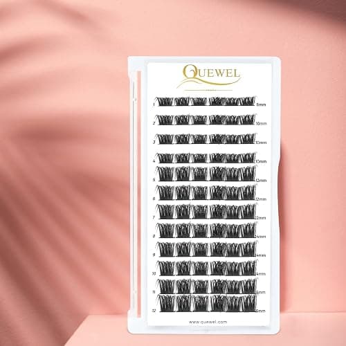 QUEWEL Cluster Lashes 72 Pcs Wide Stem Individual Lashes C/D Curl 8-16mm Length DIY Eyelash Extension False Eyelashes Honey01 Styles Soft for Personal Makeup Use at Home (Honey01-D-MIX8-16) thumbnail 8