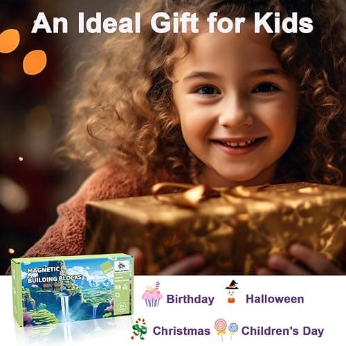 SSAWER 150 PCS Magnetic Building Blocks for Kids, Montessori Magnetic Toys, Build Zombie Island Set, STEM Toddler Sensory Building Blocks for Boys Girls 3 4 5 6 7 8 9 10th Birthday Gift thumbnail 7