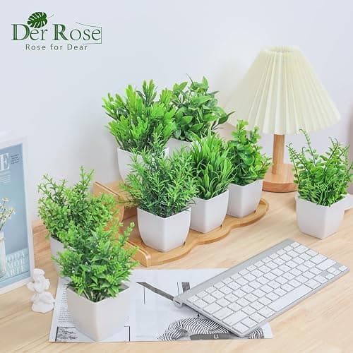 Der Rose 8 Packs Fake Plants Small Artificial Faux Plants for Home Office Desk Accessories Farmhouse Bathroom Bedroom Decor Indoor thumbnail 4