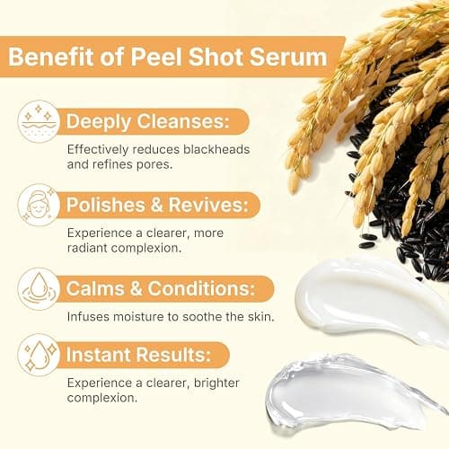 Peel Shot Glow Rice Ampoule Duo - Black & White Rice Exfoliating Serum with Rice Extracts, Gently Exfoliates & Refines Pores, Deeply Hydrates for Most Skin Types, 2.7 Fl Oz- 2Pack thumbnail 3