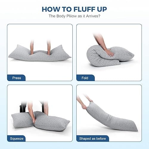 Thick Memory Foam Body Pillow - Full Body Pillows for Side Sleeper - with Grey Cooling Pillowcase 20 x 54 inches (Grey Color) thumbnail 8