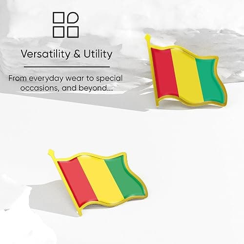 Guinea Flag Lapel Pin - Enamel Metal National Badge | World Travel Souvenir Gifts for Men & Women | Country Flag Patriotic Brooch Bulk Pack of Pins for Hat, Tie, Clothes, Backpack (1pc) thumbnail 5