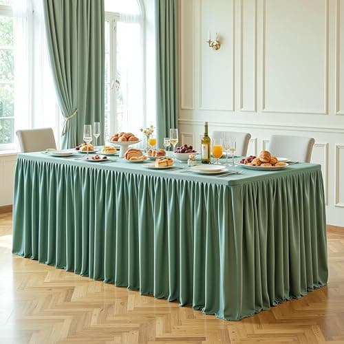 Wish Care 2 Pack Sage Green Rectangle Table Clothes for 6 Foot Tables, Polyester Fitted Tablecloths 6t Stretch Table Cover for Wedding, Birthday, Parties, Trade Show, Craft Show thumbnail 5