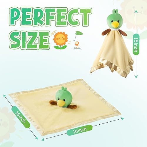 Mallard Duck Baby Lovey, Soft Security Blanket, Lovies for Babies, Duck Stuffed Animal Snuggle Toy for Newborn Infant Toddler Boys and Girls, Baby Shower/Nursery Gifts 16 Inch thumbnail 2