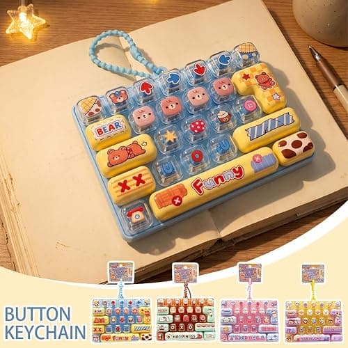 26-Key Cute Cartoon Clicky Keyboard Fidget Toy Keychain Stress Relief Keycap Clicker with Sensory Buttons Keyring Bag Pendant thumbnail 2