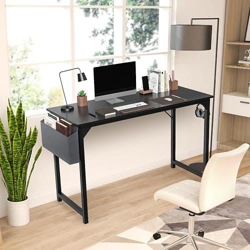 DUMOS 32 Inch Small Computer Office Desk Modern Simple Style Writing Study Work Table for Home Bedroom - Modern Black thumbnail 8