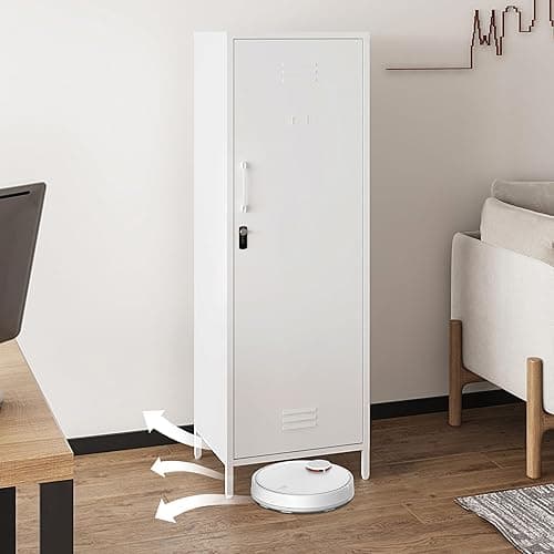 Steehoom Metal Storage Cabinet, Steel File Locker with 3 Shelves 59.06-inch high for School, Living Room, Bedroom, Office (White, H59.06'') thumbnail 3