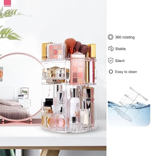 YIEZI 360 Rotierender Make Up Organizer und Lippenstift-Organizer, 16 Löcher, Lippenstifthalter, Verstellbarer Multifunktions-Spinnhalter, Aufbewahrung Kosmetik Organizer, Parfüm und Accessoires thumbnail 4