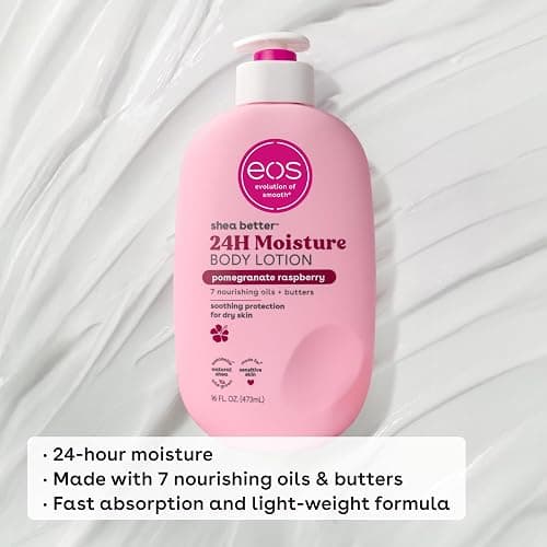 eos Shea Better Body Lotion Pomegranate Raspberry, 24-Hour Moisture Skin Care, Lightweight & Non-Greasy, Natural Shea, Vegan, 16 fl oz thumbnail 4