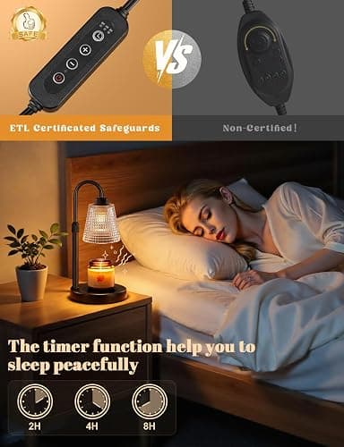 Innqoo Candle Warmer Lamp with Timer, Dimmable Candle Warmer for Jar Candles, Height Adjustable Wax Melts Warmer, Birthday Gifts for Women Mom, House Warming Gifts New Home Decor thumbnail 6
